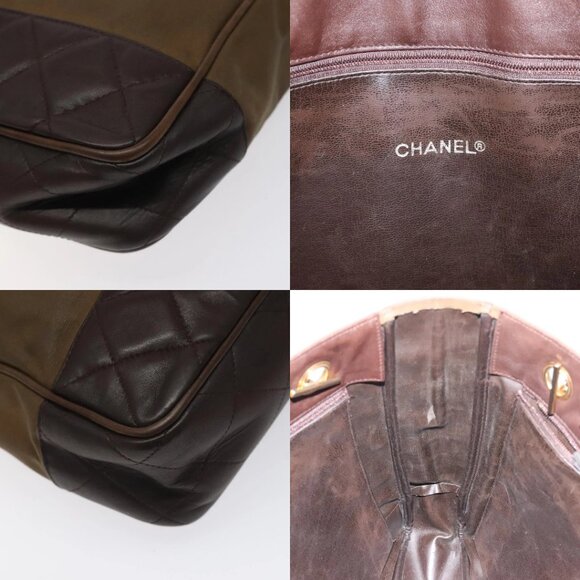 CHANEL Chain Tote Bag Coated Canvas Leather Brown Gold CC Auth bs26043 - Picture 12 of 14